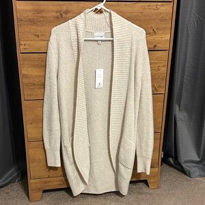 Pink Rose Women's Beige Open-Front Cardigan